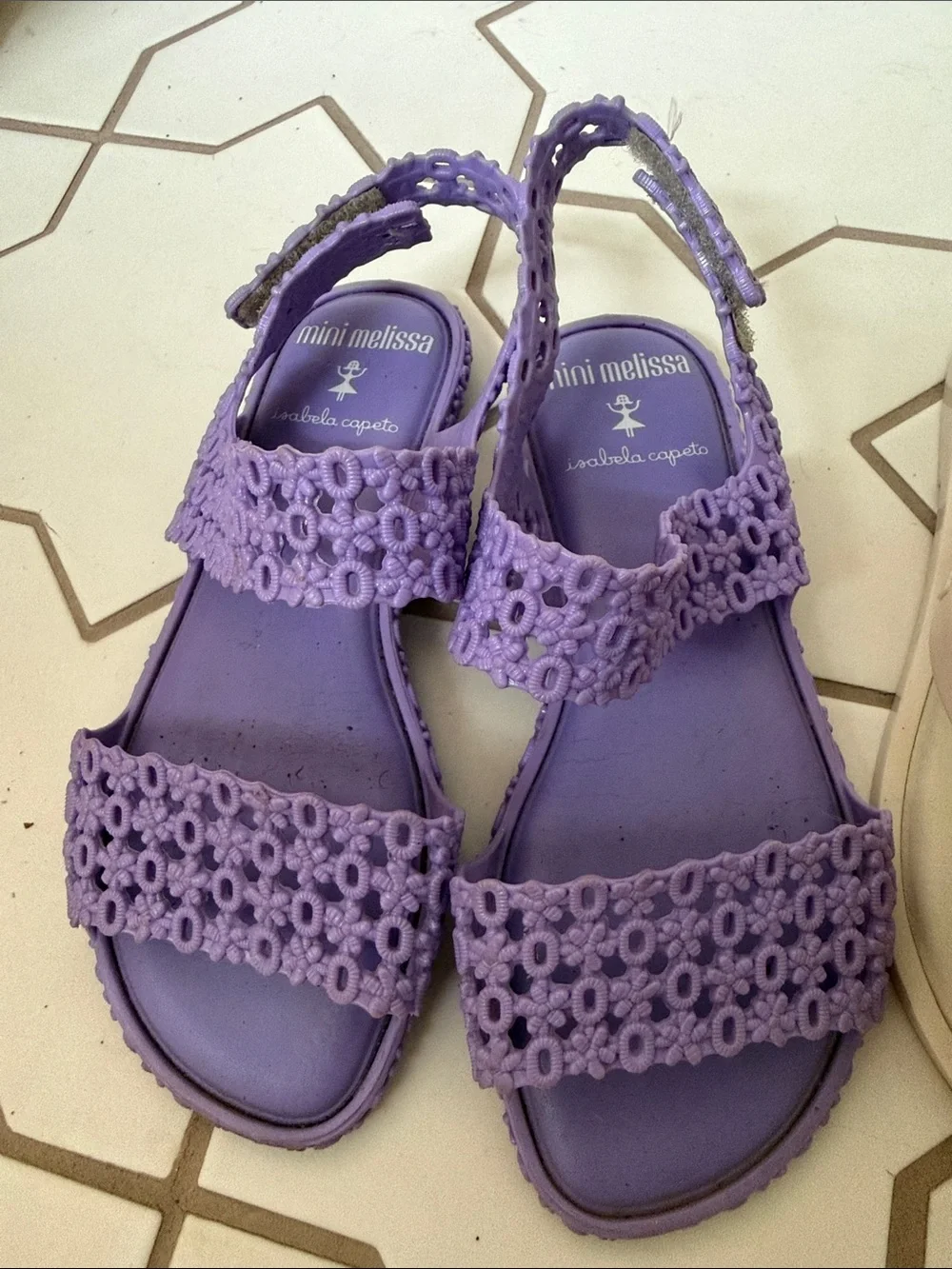 Mini Melissa Purple Floral Strap Sandals & Cream Bow Flip-Flops